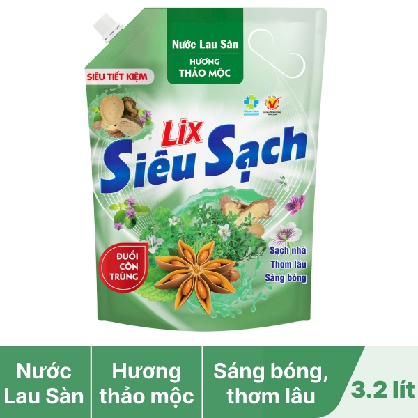 Nước lau sàn Lix siêu sạch thảo mộc 3.2 lít