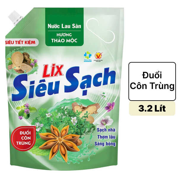 Nước lau sàn Lix siêu sạch thảo mộc 3.2 lít