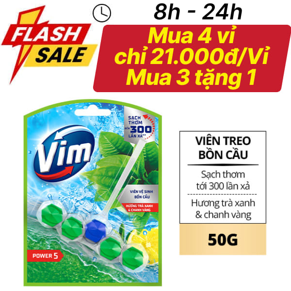 Viên treo bồn cầu VIM trà xanh chanh 50g