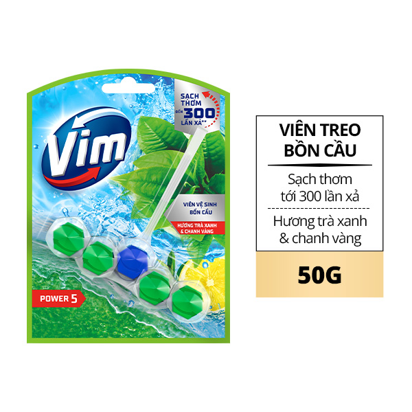Viên treo bồn cầu VIM trà xanh chanh 50g