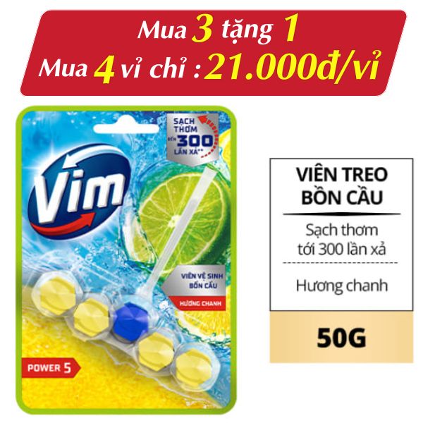 Viên treo bồn cầu VIM chanh 50g