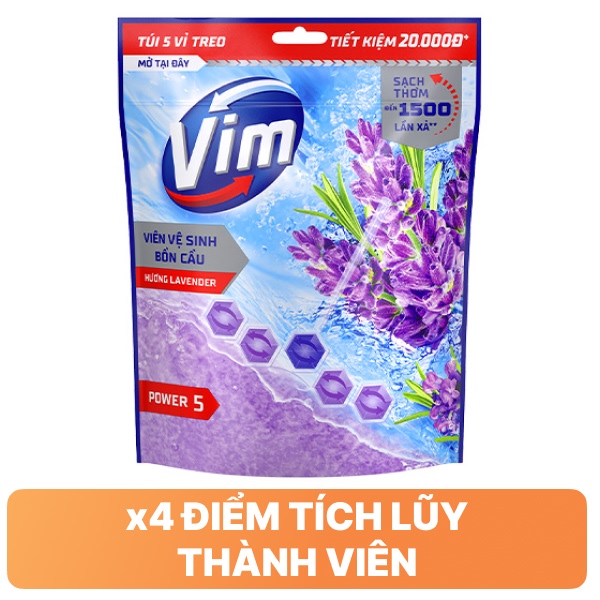 5 vỉ treo bồn cầu VIM hoa oải hương 250g
