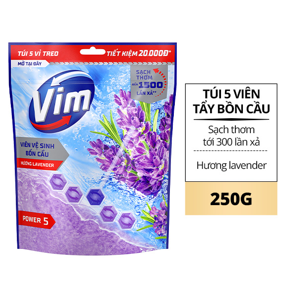 5 vỉ treo bồn cầu VIM hoa oải hương 250g