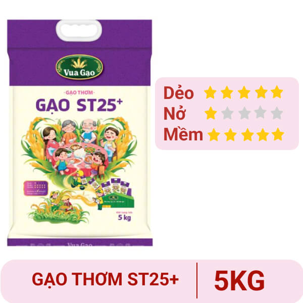Gạo thơm Vua Gạo ST25+ túi 5kg