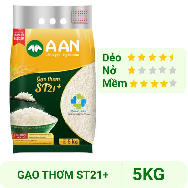 Gạo thơm A An ST21+ túi 5kg