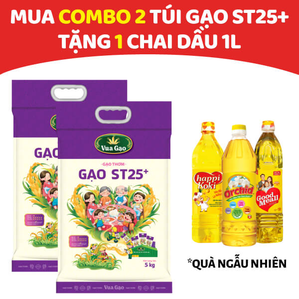 2 túi gạo thơm Vua Gạo ST25+ 5kg