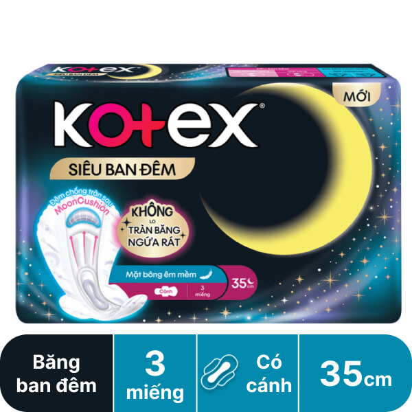 Băng ban đêm Kotex chống tràn 35cm