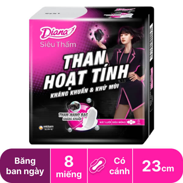 Băng vệ sinh Diana Sensi than hoạt tính 8 miếng