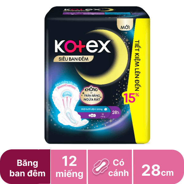 Băng siêu ban đêm Kotex  12 miếng 28cm