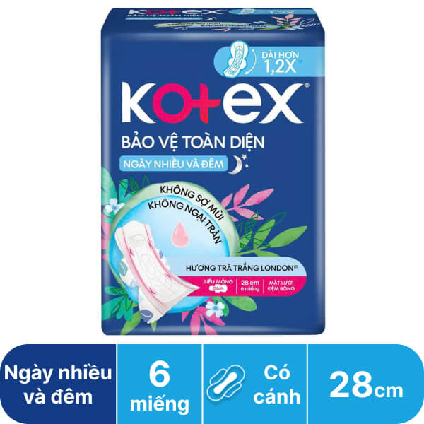 Băng vệ sinh ngày nhiều & đêm Kotex 6 miếng