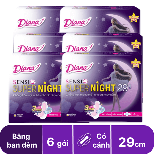 Lốc 6 gói băng ban đêm Diana Sensi 29cm