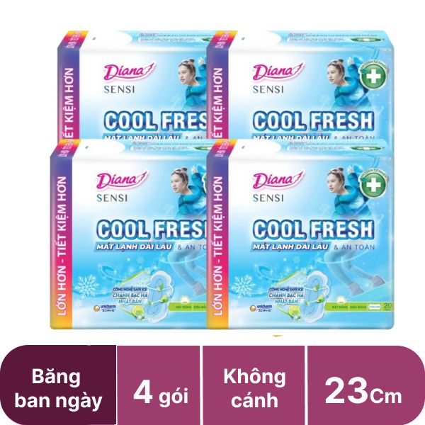Lốc 4 gói băng ban ngày Diana Sensi Cool 23cm