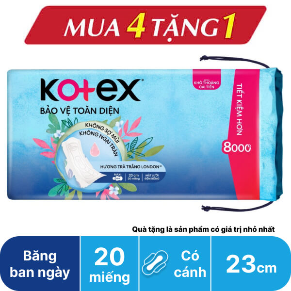 Băng ban ngày Kotex Maxi bảo vệ toàn diện 23cm