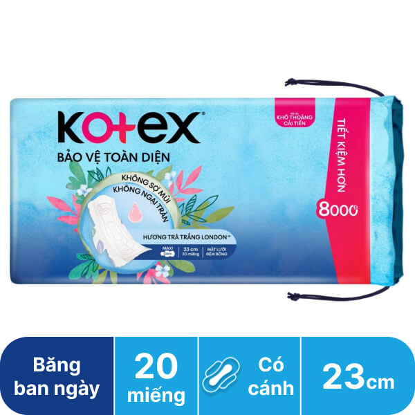 Băng ban ngày Kotex Maxi bảo vệ toàn diện 23cm
