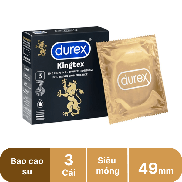 Hộp 3 cái bao cao su Durex Kingtex 3s 49mm