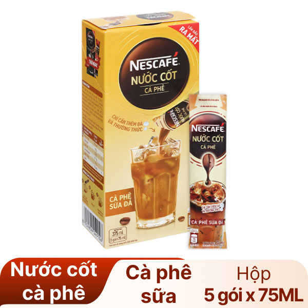 Hộp 5 gói nước cốt cà phê sữa NesCafé 75ml
