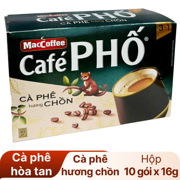 Cà phê MacCoffee Café Phố 3 in 1 hương chồn 160g