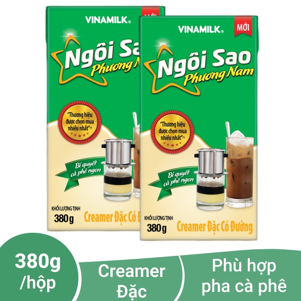 2 hộp km đặc Ngôi sao Phương Nam xanh lá 380g