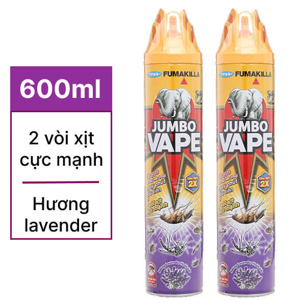 2 bình xịt côn trùng Jumbo Vape G3 hương lavender Pháp 600ml