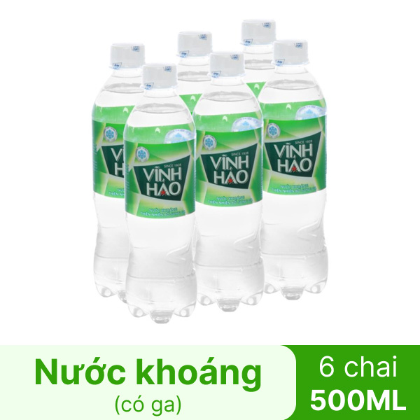 6 chai nước khoáng có ga Vĩnh Hảo 500ml