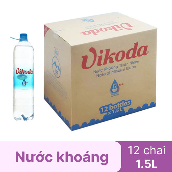 Thùng 12 chai nước khoáng Vikoda 1.5 lít