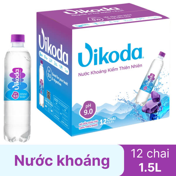 Thùng 12 chai nước khoáng Vikoda 1.5 lít
