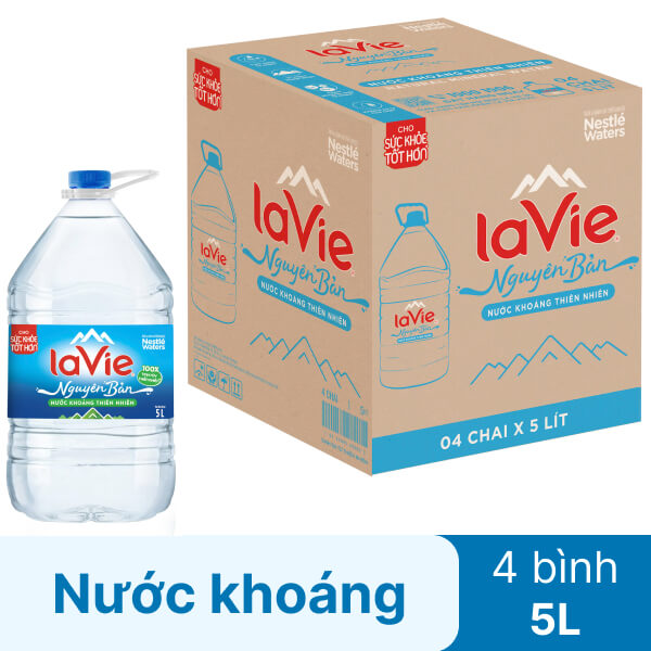Thùng 4 bình nước khoáng La Vie 5 lít