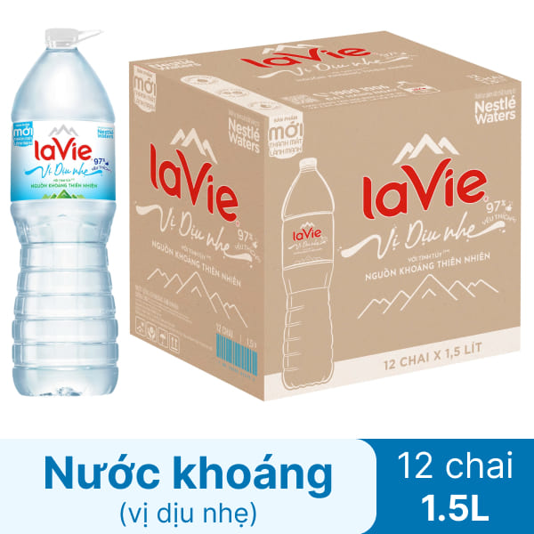 Thùng 12 chai nước khoáng La Vie 1.5 lít