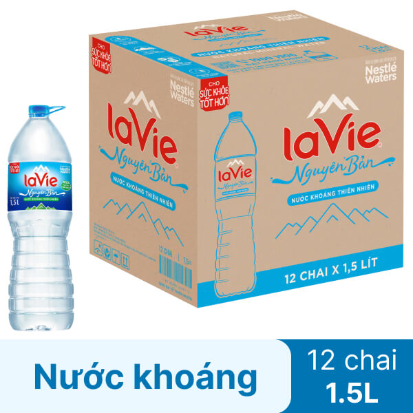 Thùng 12 chai nước khoáng La Vie 1.5 lít