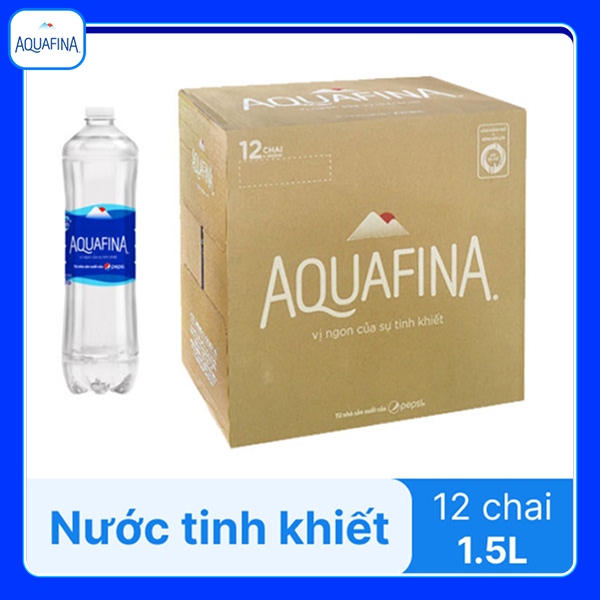 Thùng 12 chai nước tinh khiết Aquafina 1.5 lít