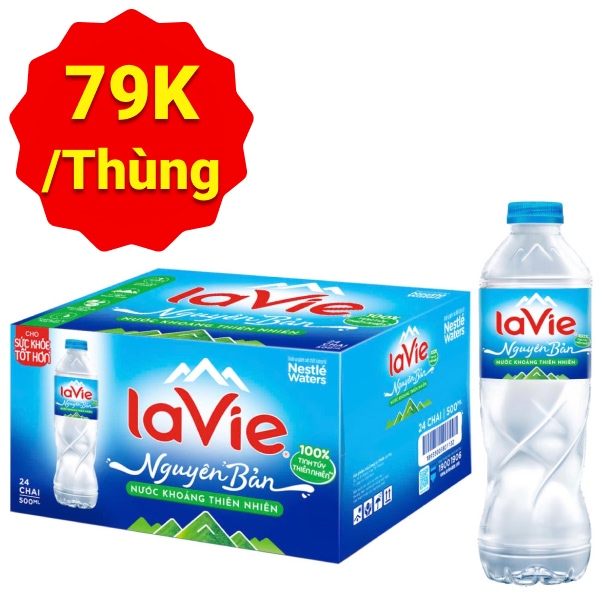Thùng 24 chai nước khoáng La Vie 500ml