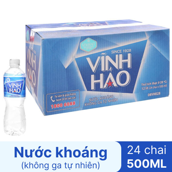 Thùng 24 chai nước khoáng Vĩnh Hảo 500ml
