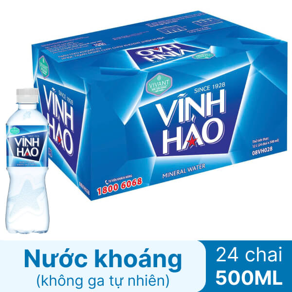 Thùng 24 chai nước khoáng Vĩnh Hảo 500ml