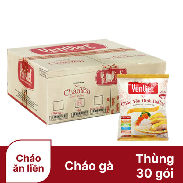 Thùng 30 gói cháo yến vị gà Yến Việt 50g