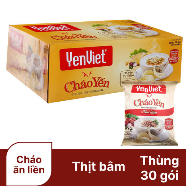 Thùng 30 gói cháo yến thịt bằm Yến Việt 50g
