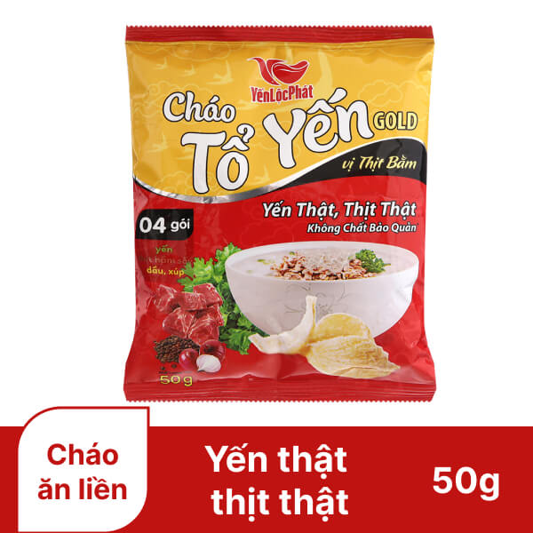 Cháo tổ yến gold Yến Lộc Phát thịt bằm gói 50g