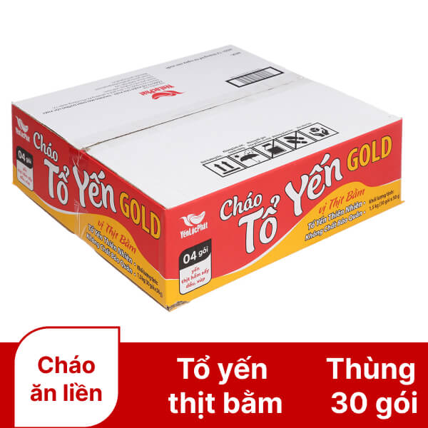 Thùng 30 gói cháo tổ yến gold Yến Lộc Phát thịt bằm 50g