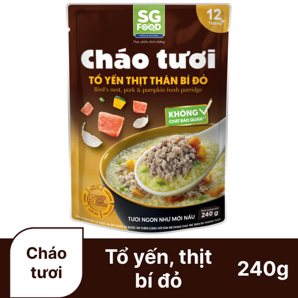 Cháo tươi tổ yến thịt bí đỏ SG Food 240g