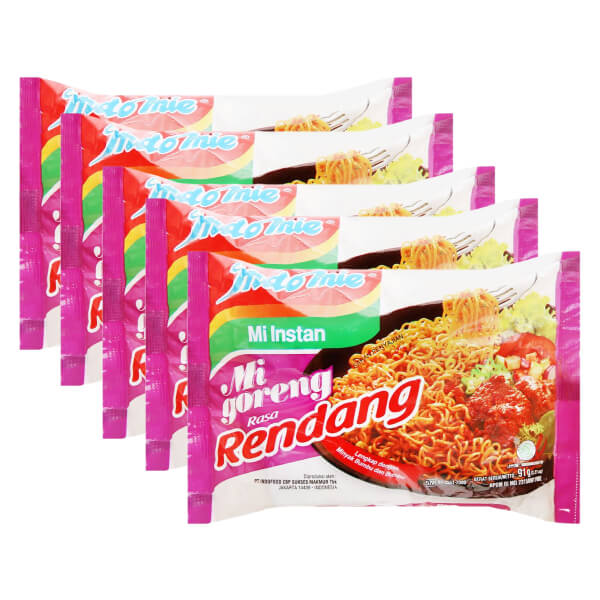 5 gói mì xào Indomie Mi Goreng Rasa Rendang bò cay 91g