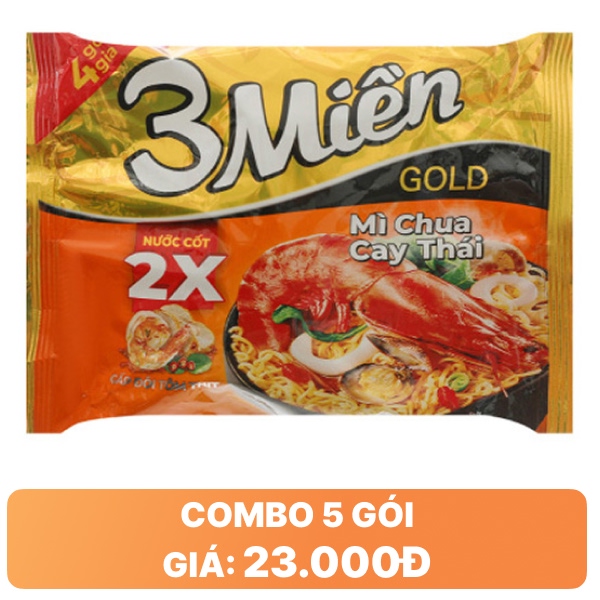 Mì 3 Miền Gold chua cay Thái gói 75g