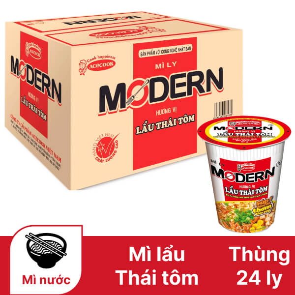 Thùng 24 ly mì Modern lẩu Thái tôm 67g