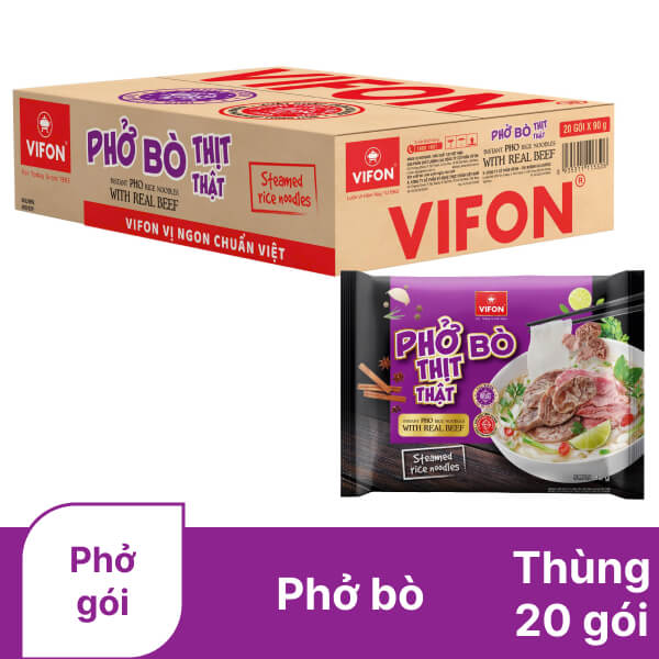 [Có thịt thật] Thùng 20 gói phở bò Vifon 90g