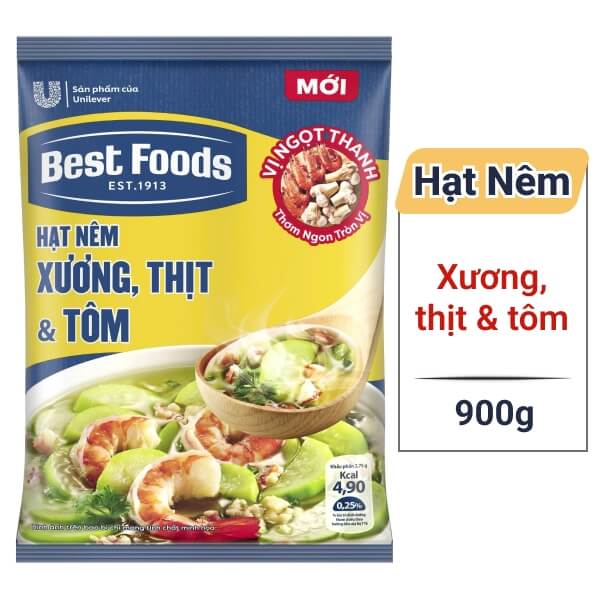 Hạt nêm xương, thịt và tôm Best Foods 900g