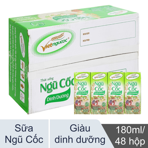 Thùng 48 hộp ngũ cốc Việt Ngũ Cốc 180ml