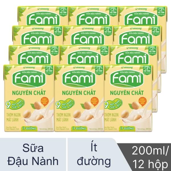 2 lốc sữa đậu nành Fami ít đường 200ml