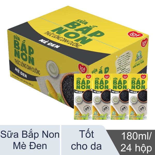 Thùng 24 hộp sữa bắp non mè đen LOF 180ml