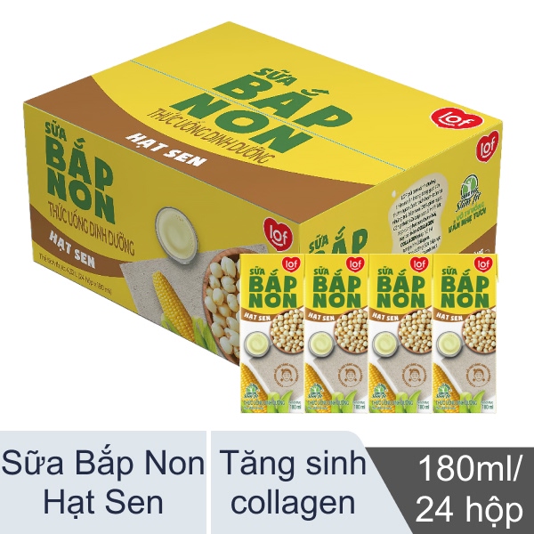 Thùng 24 hộp sữa bắp non hạt sen LOF 180ml