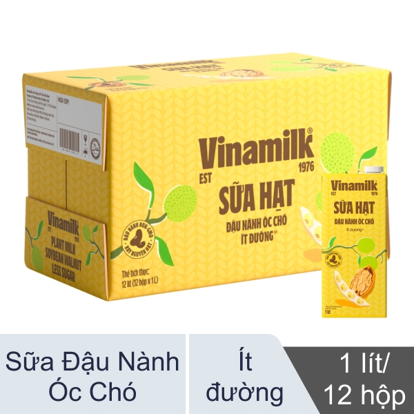 Thùng 12 hộp sữa đậu nành óc chó Vinamilk 1 lít