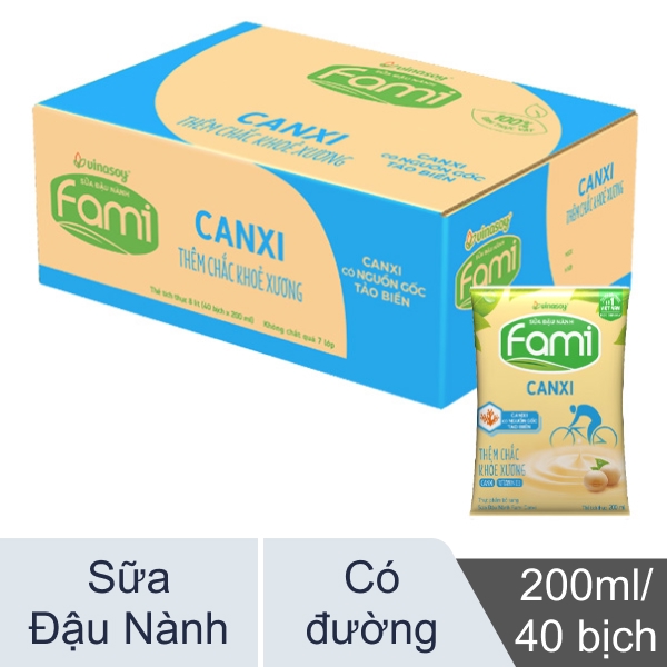 Thùng 40 bịch sữa đậu nành Fami Canxi 200ml