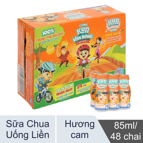 Thùng 48 chai sữa chua uống cam Lof Kun 85ml
